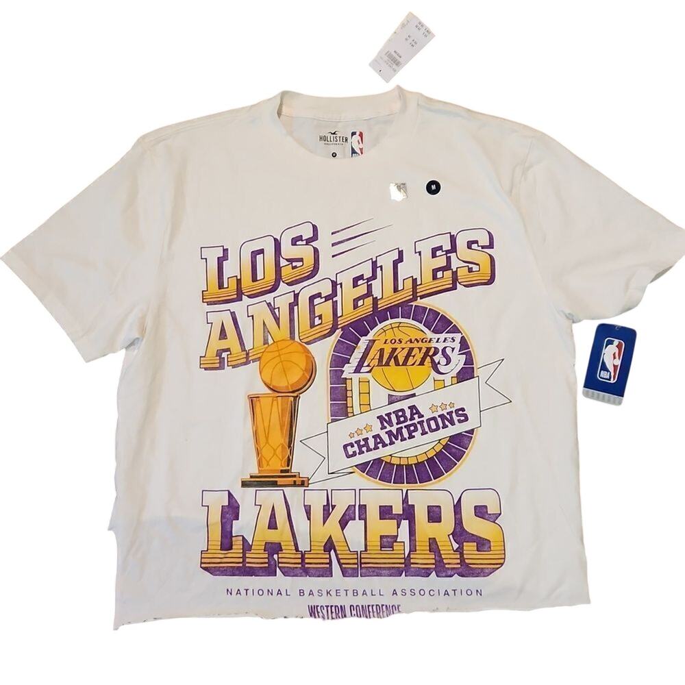 Hollister crop short sleeve tshirt men's medium LA Lakers NBA Champions NWT